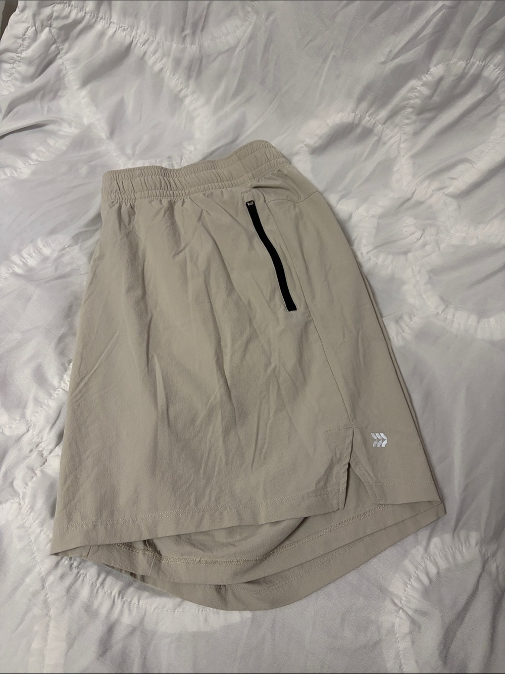 all in motion Stone/Taupe Athletic Shorts with Zipper Pocket